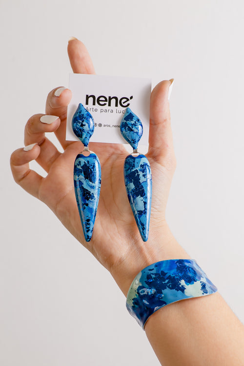 Conjunto Nené gama de azules con azul metalizado